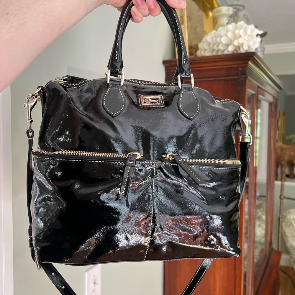 Vintage Dooney & Bourke Dillen Tote - Black Patent Leather 2000s